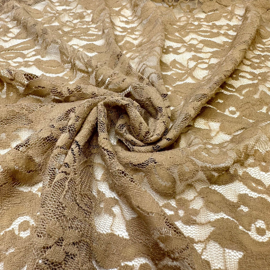 UB - Mirage - Lace Poly/Spandex Knit - Light Beige Floral - 0.7M Bundle - True Deadstock fabric Fabric by private - Sustainable Textile | FABCYCLE