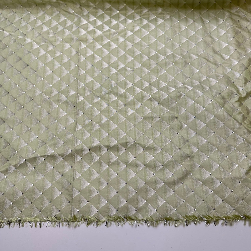 UB - Mojito Vibes - Metallic Jacquard Poly Woven - Light Green/Silver Geometric - 1.25M Bundle - True Deadstock fabric Fabric by private - Sustainable Textile | FABCYCLE