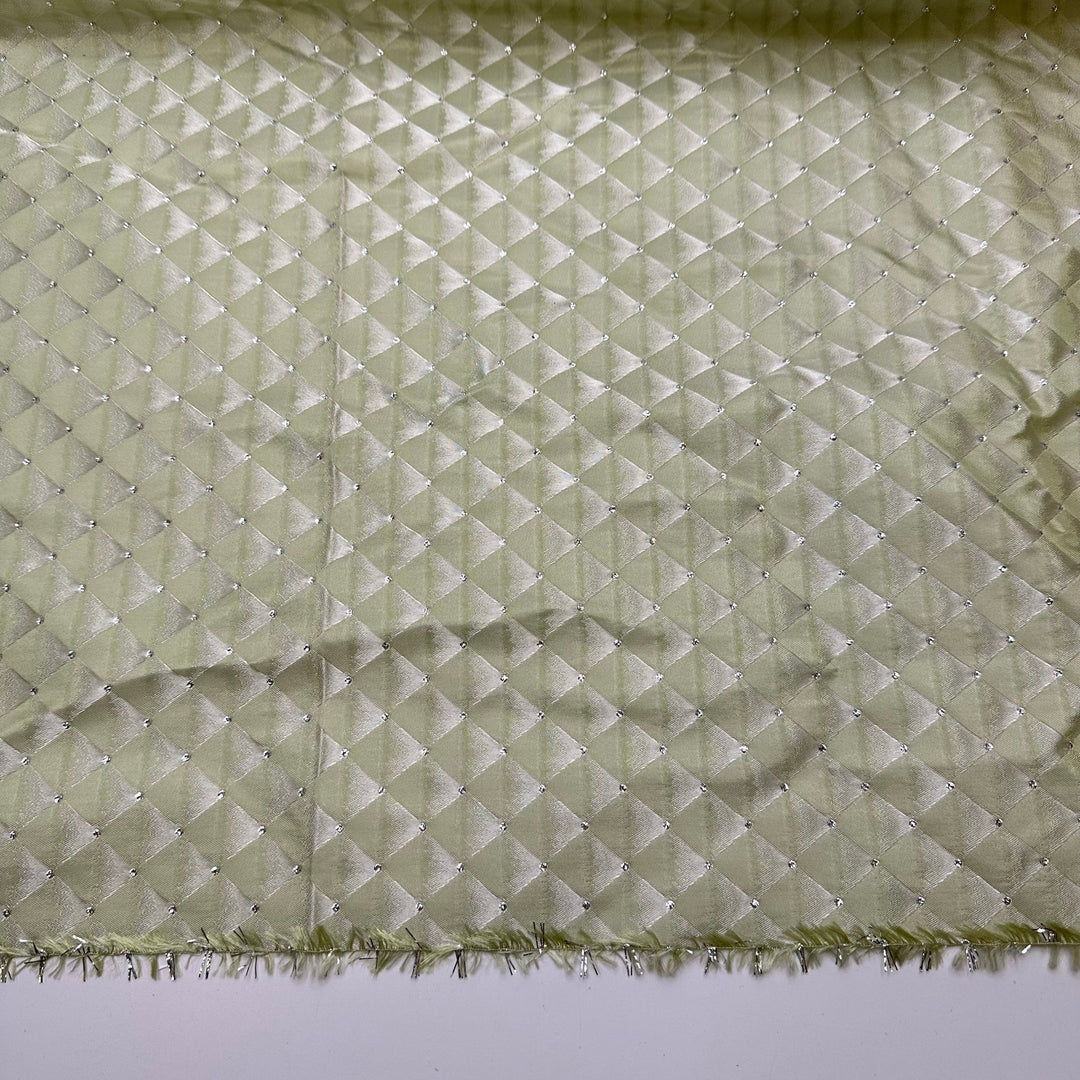 UB - Mojito Vibes - Metallic Jacquard Poly Woven - Light Green/Silver Geometric - 1.25M Bundle - True Deadstock fabric Fabric by private - Sustainable Textile | FABCYCLE