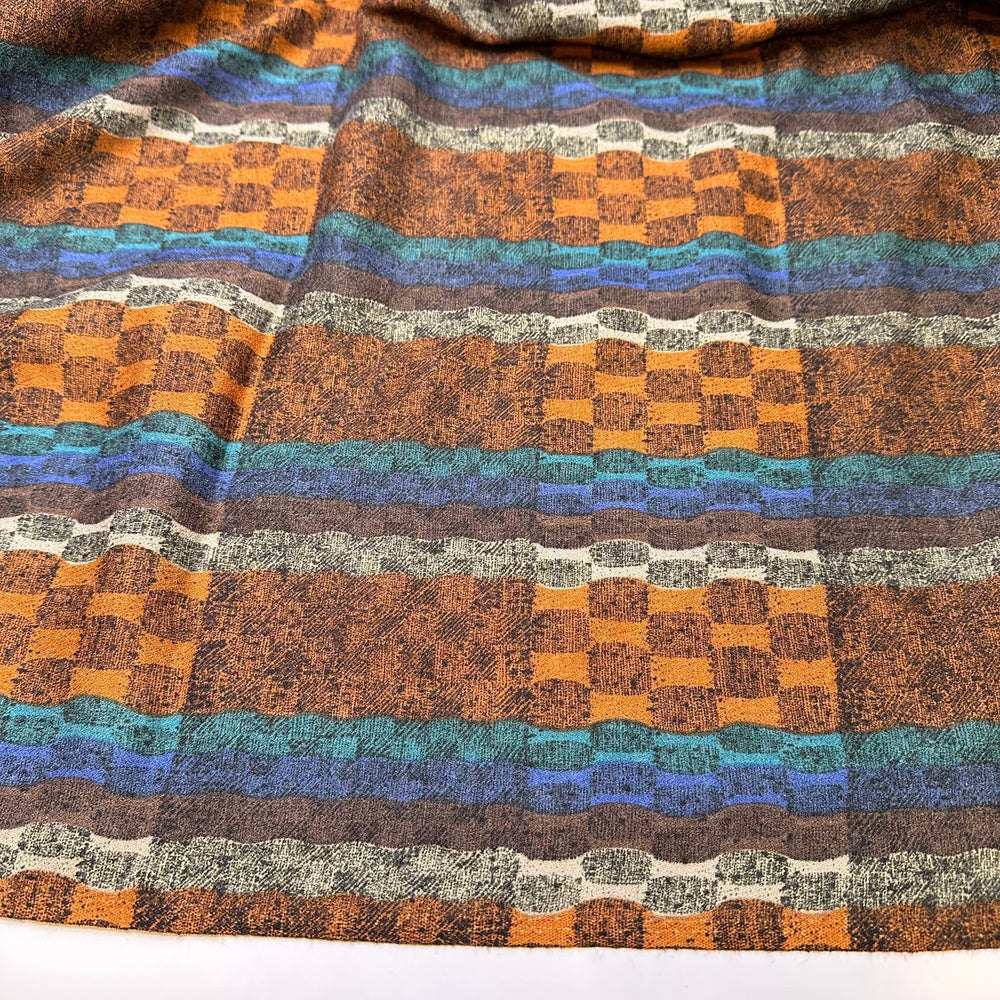 UB - My Favourite Things - Vintage Chiffon Acrylic/Wool Woven - Brown Multi Geometric - 2M Bundle - True Deadstock fabric Fabric by private - Sustainable Textile | FABCYCLE