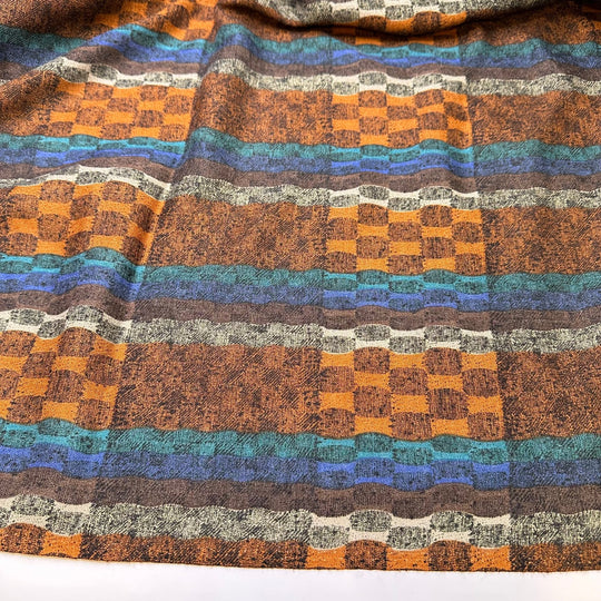 UB - My Favourite Things - Vintage Chiffon Acrylic/Wool Woven - Brown Multi Geometric - 2M Bundle - True Deadstock fabric Fabric by private - Sustainable Textile | FABCYCLE