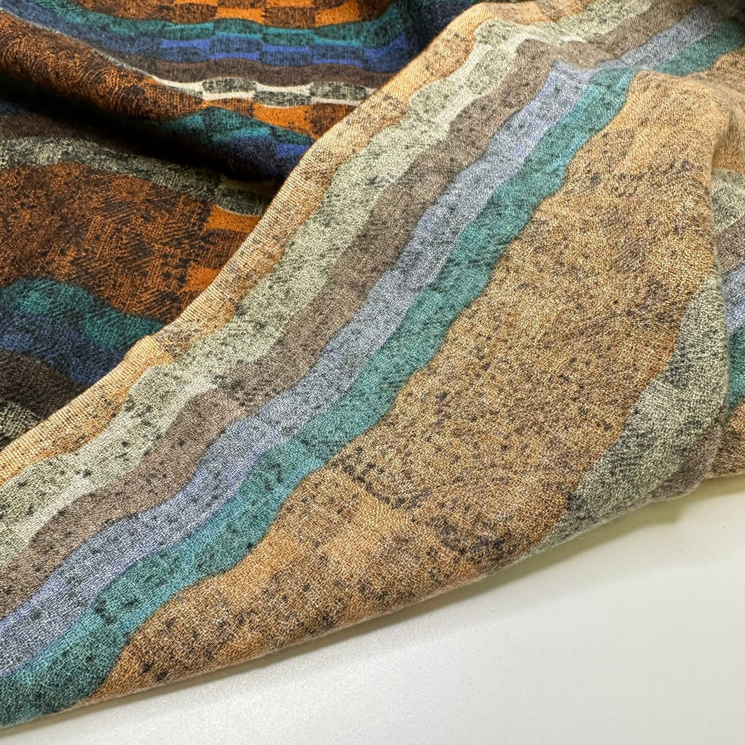 UB - My Favourite Things - Vintage Chiffon Acrylic/Wool Woven - Brown Multi Geometric - 2M Bundle - True Deadstock fabric Fabric by private - Sustainable Textile | FABCYCLE