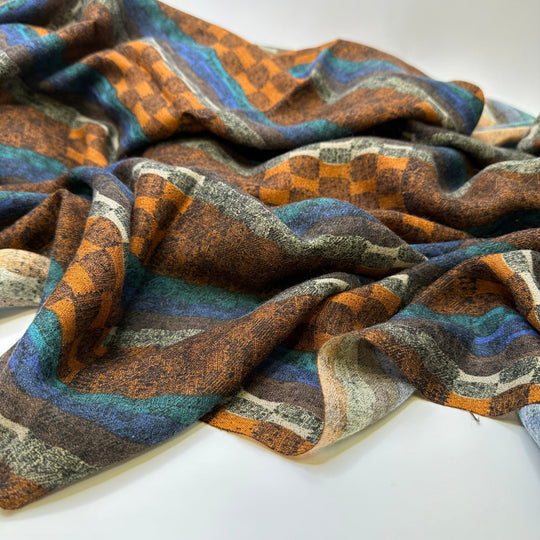 UB - My Favourite Things - Vintage Chiffon Acrylic/Wool Woven - Brown Multi Geometric - 2M Bundle - True Deadstock fabric Fabric by private - Sustainable Textile | FABCYCLE
