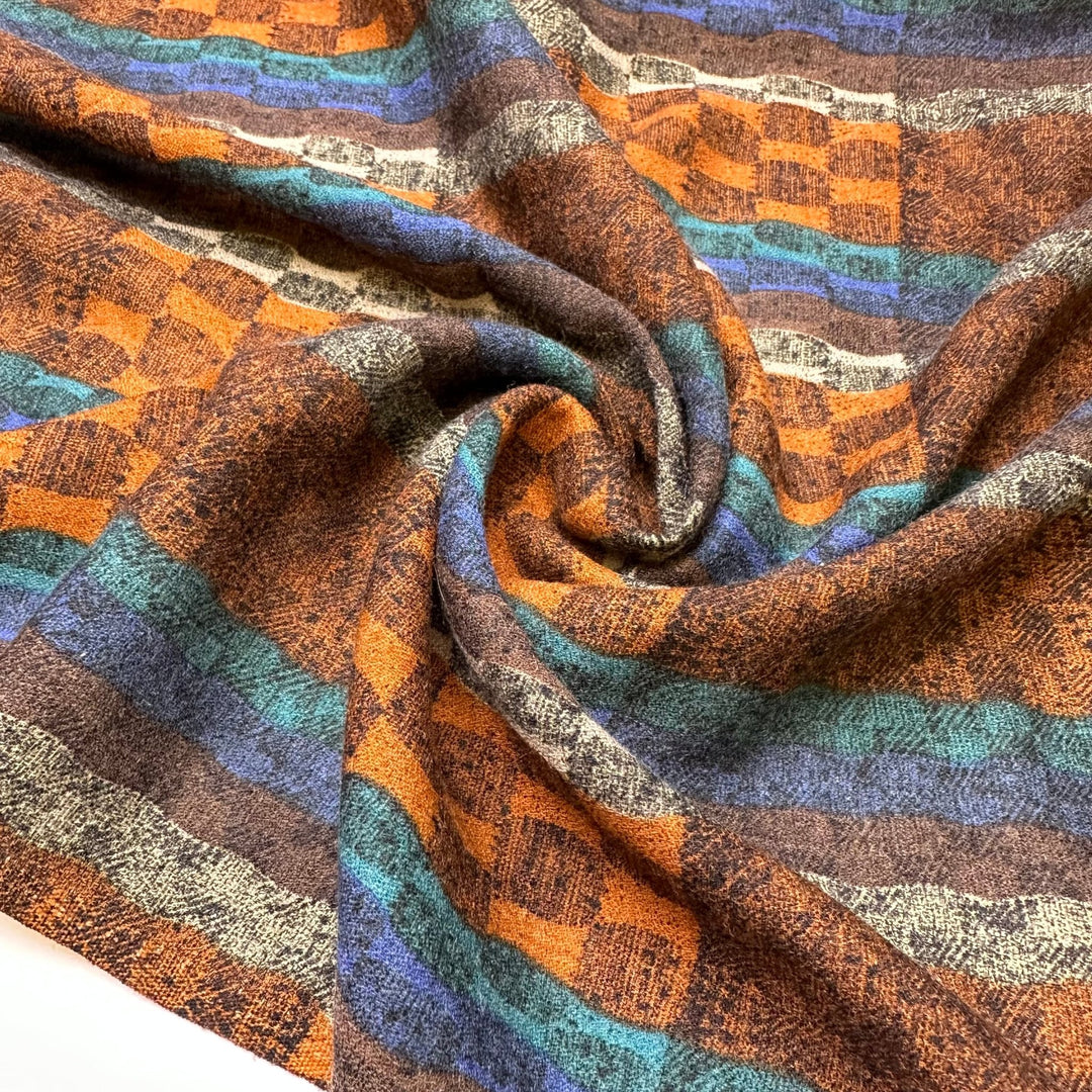 UB - My Favourite Things - Vintage Chiffon Acrylic/Wool Woven - Brown Multi Geometric - 2M Bundle - True Deadstock fabric Fabric by private - Sustainable Textile | FABCYCLE