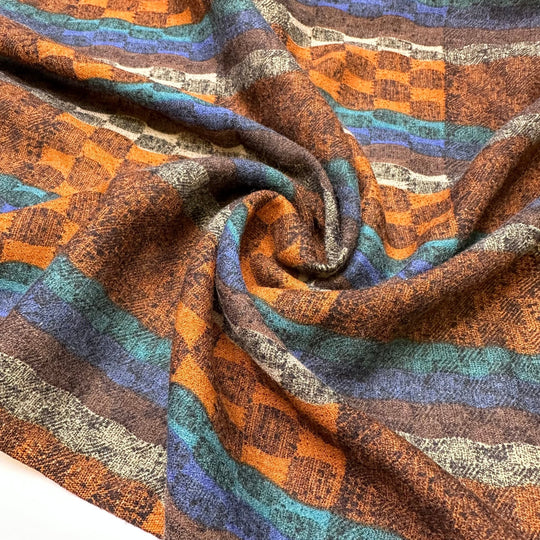 UB - My Favourite Things - Vintage Chiffon Acrylic/Wool Woven - Brown Multi Geometric - 2M Bundle - True Deadstock fabric Fabric by private - Sustainable Textile | FABCYCLE