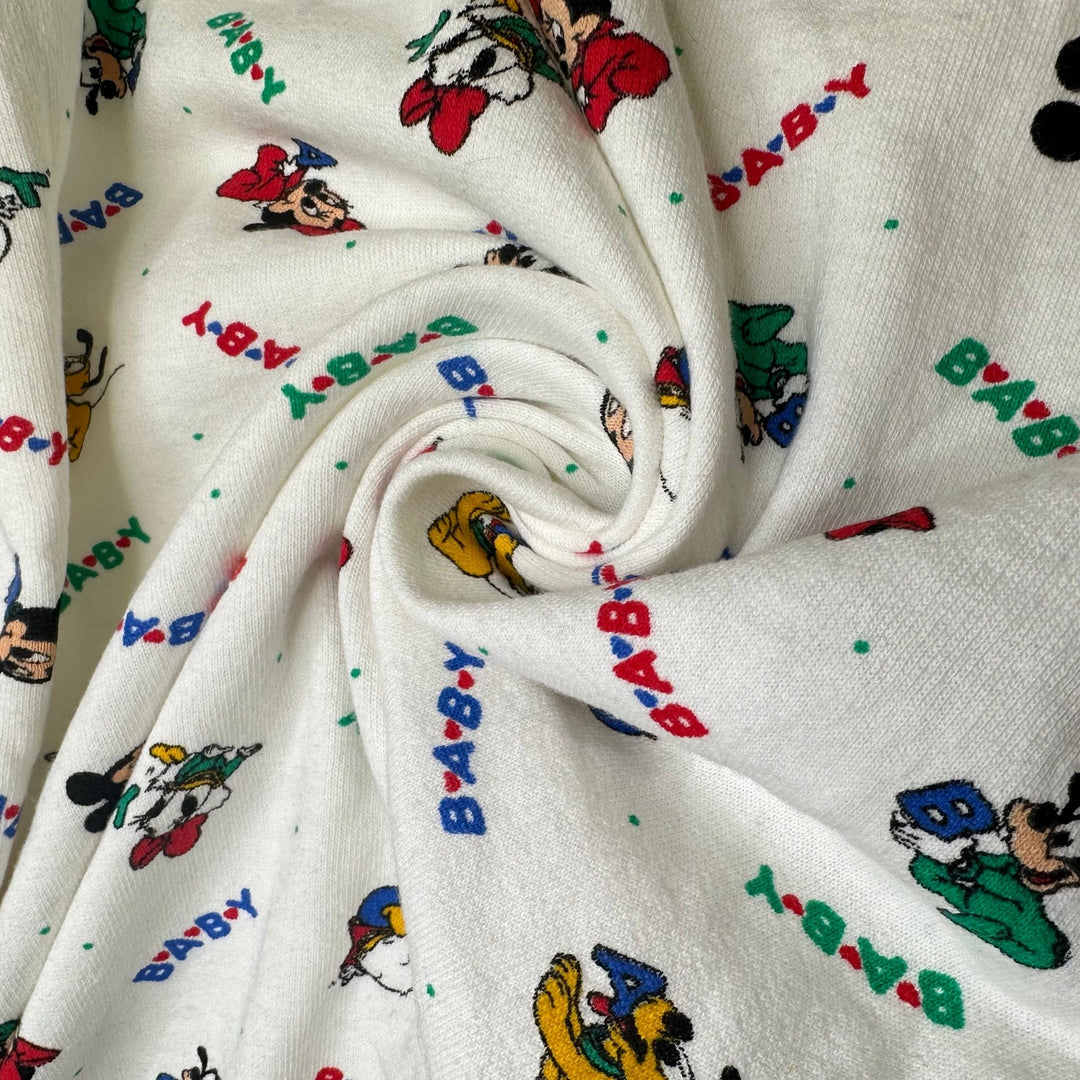 UB - Ooh Baby Baby - Vintage Jersey Fleece Cotton Knit - White Multi Baby Mickey Goofy And Donald - 1.2M Bundle - True Deadstock fabric Fabric by private - Sustainable Textile | FABCYCLE