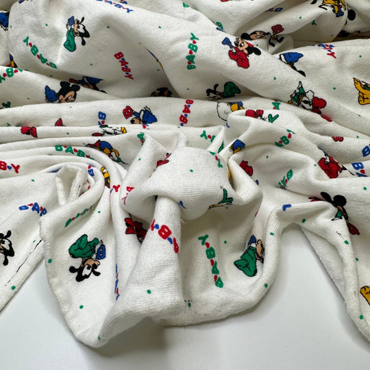 UB - Ooh Baby Baby - Vintage Jersey Fleece Cotton Knit - White Multi Baby Mickey Goofy And Donald - 1.2M Bundle - True Deadstock fabric Fabric by private - Sustainable Textile | FABCYCLE