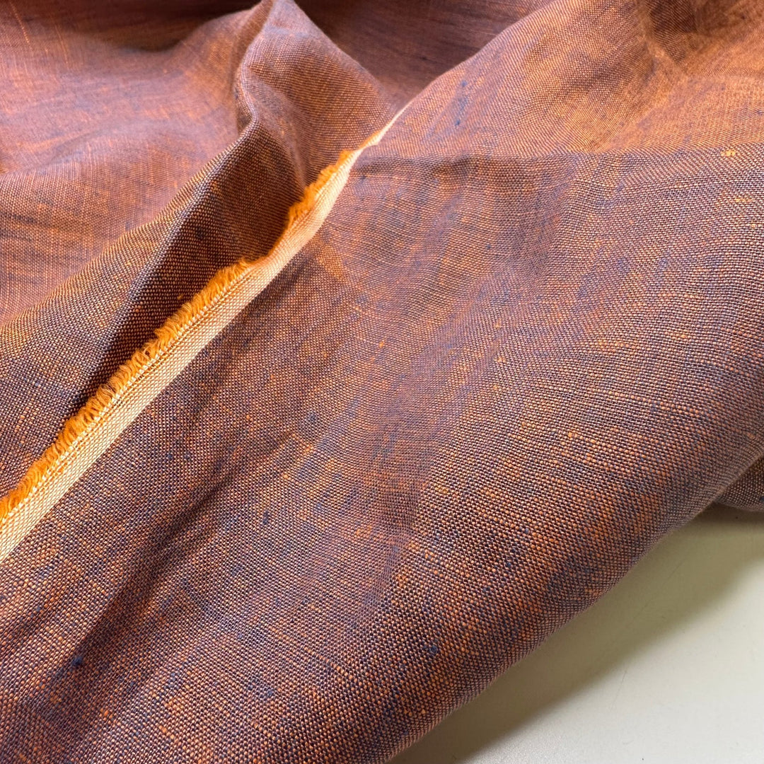 UB - Playing Hot And Cold - Poplin Linen Woven - Blue/Orange - 1.4M Bundle - True Deadstock fabric Fabric by private - Sustainable Textile | FABCYCLE