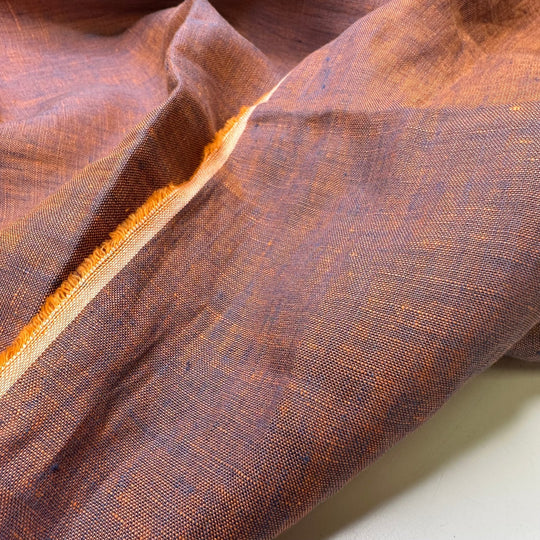 UB - Playing Hot And Cold - Poplin Linen Woven - Blue/Orange - 1.4M Bundle - True Deadstock fabric Fabric by private - Sustainable Textile | FABCYCLE