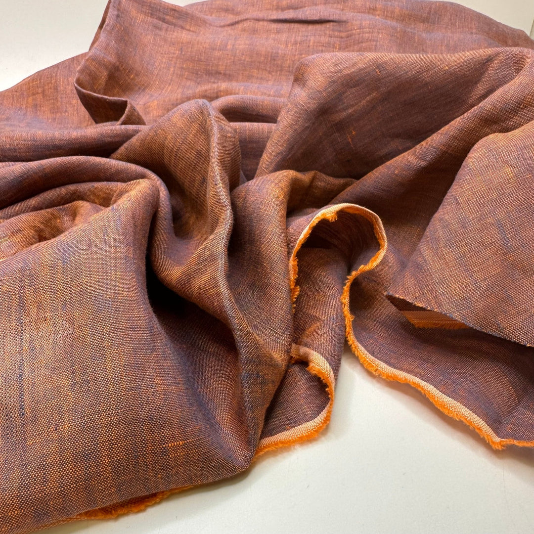 UB - Playing Hot And Cold - Poplin Linen Woven - Blue/Orange - 1.4M Bundle - True Deadstock fabric Fabric by private - Sustainable Textile | FABCYCLE