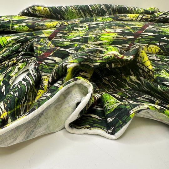 UB - Pond Hoppers - Jersey Cotton Blend Knit - Green Multi Abstract - 0.9M Bundle - True Deadstock fabric Fabric by private - Sustainable Textile | FABCYCLE