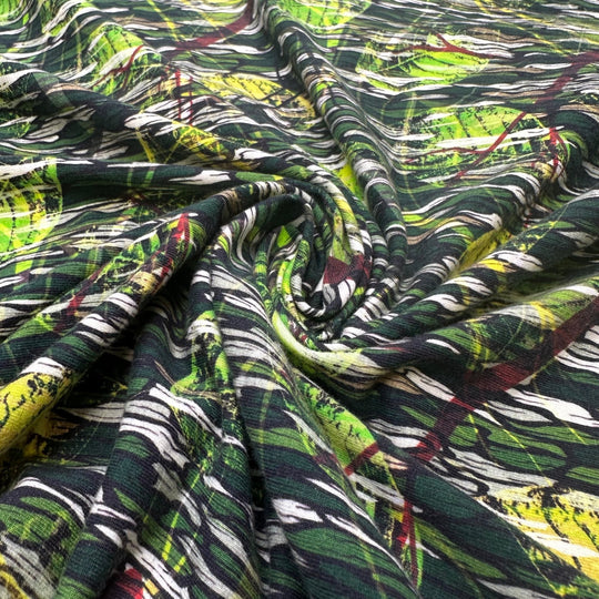 UB - Pond Hoppers - Jersey Cotton Blend Knit - Green Multi Abstract - 0.9M Bundle - True Deadstock fabric Fabric by private - Sustainable Textile | FABCYCLE