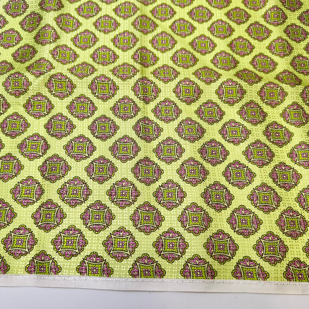 UB - Pushing Buttons - Sateen Silk Woven - Light Green Multi Geometric - 0.7M Bundle - True Deadstock fabric Fabric by private - Sustainable Textile | FABCYCLE