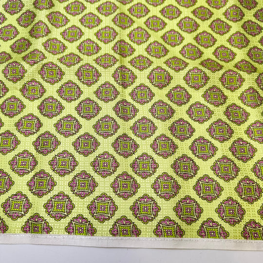 UB - Pushing Buttons - Sateen Silk Woven - Light Green Multi Geometric - 0.7M Bundle - True Deadstock fabric Fabric by private - Sustainable Textile | FABCYCLE