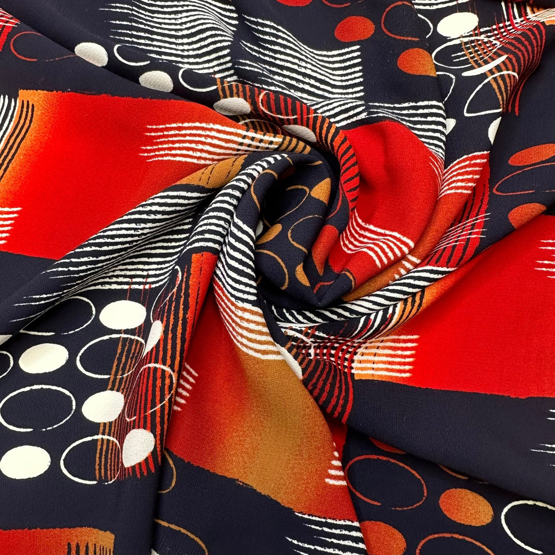 UB - Retro Dance Moves - Poly Woven - Navy Multi Abstract - 2.15M Bundle - True Deadstock fabric Fabric by private - Sustainable Textile | FABCYCLE