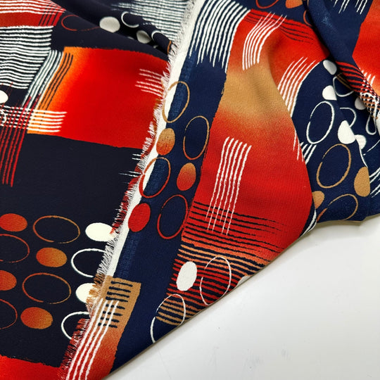 UB - Retro Dance Moves - Poly Woven - Navy Multi Abstract - 2.15M Bundle - True Deadstock fabric Fabric by private - Sustainable Textile | FABCYCLE