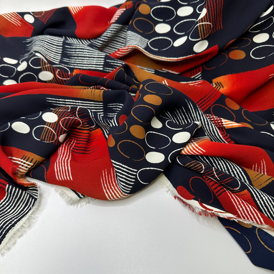 UB - Retro Dance Moves - Poly Woven - Navy Multi Abstract - 2.15M Bundle - True Deadstock fabric Fabric by private - Sustainable Textile | FABCYCLE