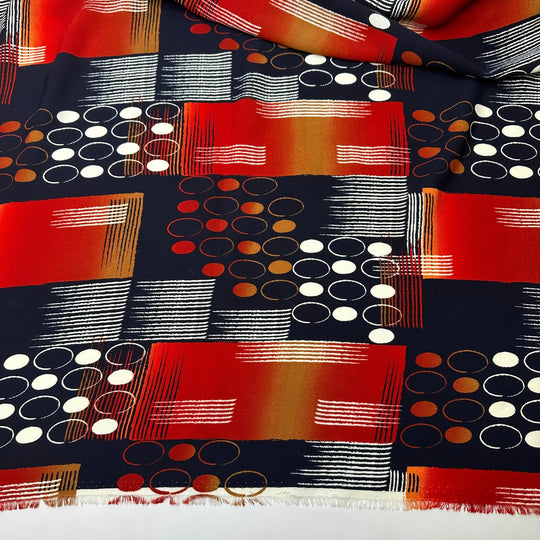 UB - Retro Dance Moves - Poly Woven - Navy Multi Abstract - 2.15M Bundle - True Deadstock fabric Fabric by private - Sustainable Textile | FABCYCLE