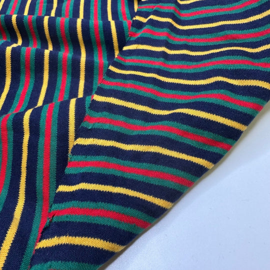 UB - Retro Vibes Only - Rib Knit Cotton Blend Knit - Navy Multi Stripes - 1.3M Bundle - True Deadstock fabric Fabric by private - Sustainable Textile | FABCYCLE