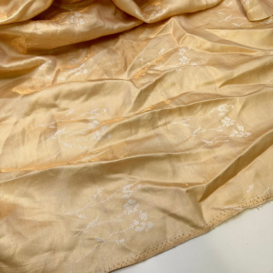 UB - Reverse Card - Iridescent Jacquard Cotton Blend Woven - Cream/Gold Floral - 1.35M Bundle - True Deadstock fabric Fabric by private - Sustainable Textile | FABCYCLE
