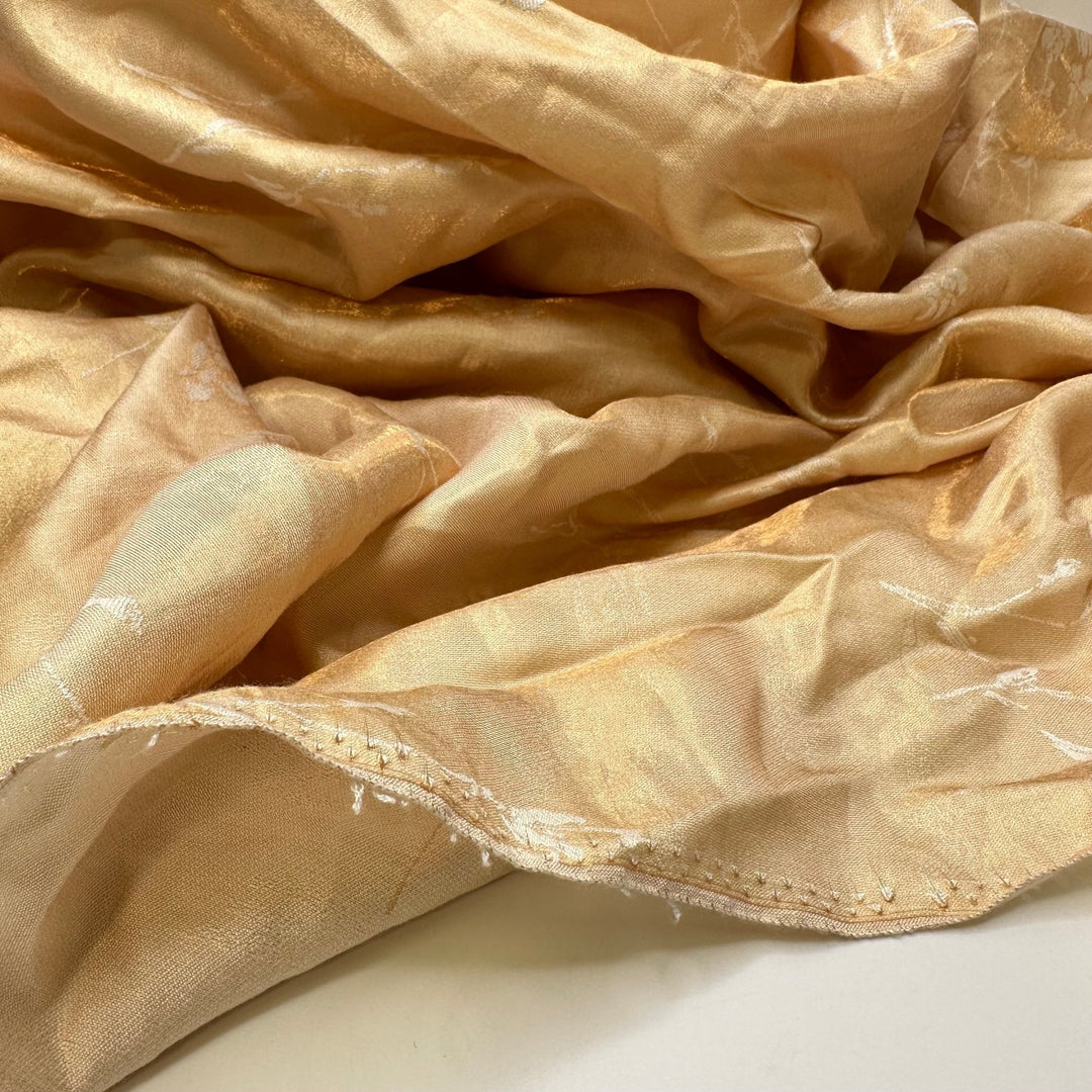 UB - Reverse Card - Iridescent Jacquard Cotton Blend Woven - Cream/Gold Floral - 1.35M Bundle - True Deadstock fabric Fabric by private - Sustainable Textile | FABCYCLE