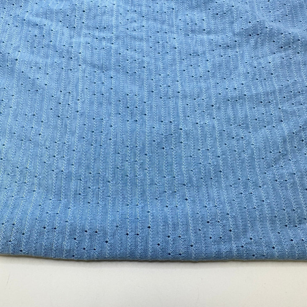 UB - Robins Egg - Tubular Drop Stitch Pattern Rib Knit Cotton Blend Knit - Light Blue - 1.5M Bundle - True Deadstock fabric Fabric by private - Sustainable Textile | FABCYCLE