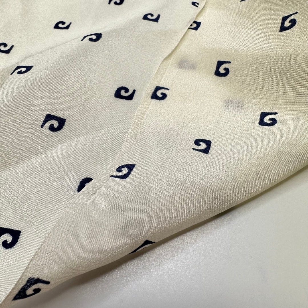 UB - Rolling Waves - Sateen Silk Woven - Cream/Navy Geometric - 3.15M Bundle - True Deadstock fabric Fabric by private - Sustainable Textile | FABCYCLE