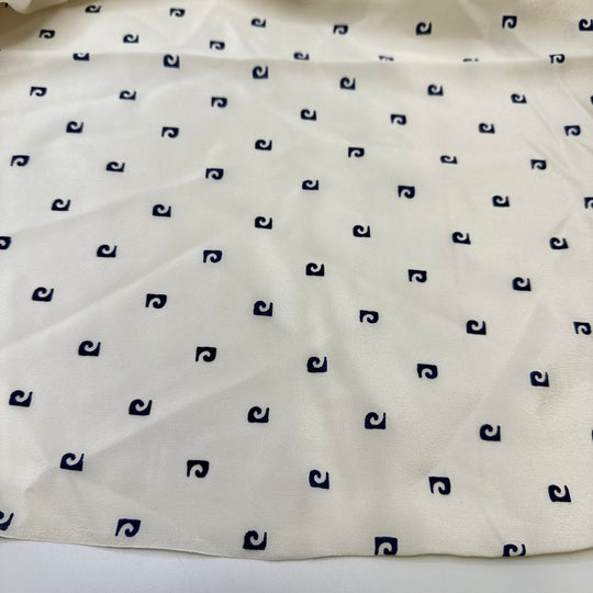 UB - Rolling Waves - Sateen Silk Woven - Cream/Navy Geometric - 3.15M Bundle - True Deadstock fabric Fabric by private - Sustainable Textile | FABCYCLE