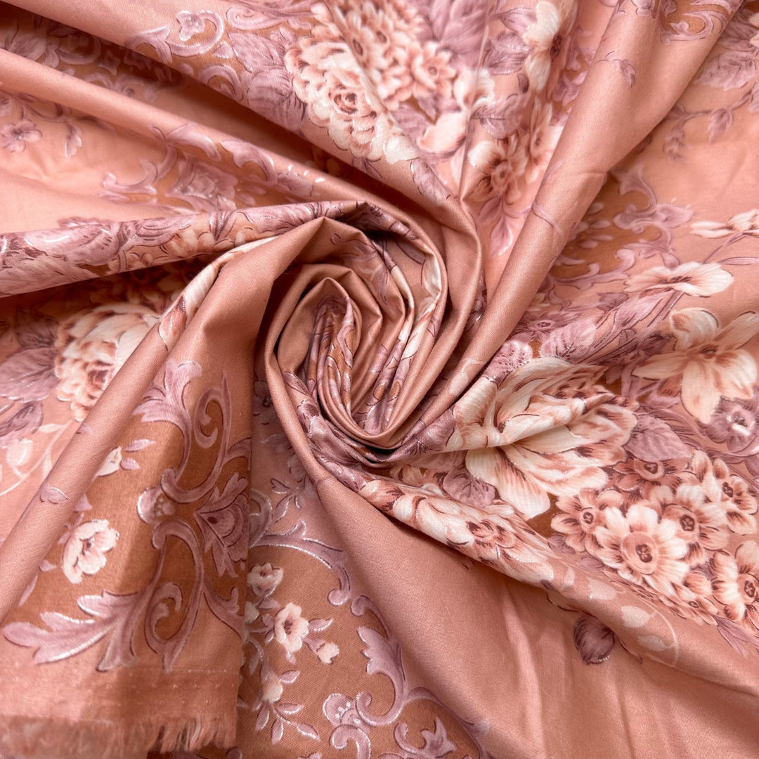 UB - Romantic Era - Satin Finish Cotton Woven - Pink Damask - 2.35M Bundle - True Deadstock fabric Fabric by private - Sustainable Textile | FABCYCLE
