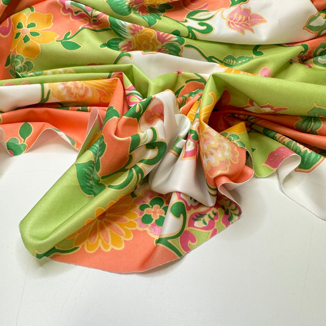 UB - Romantic Swim - Water Resistant Jersey Poly/Spandex Knit - White Pink Green Floral - 2.8M Bundle - True Deadstock fabric Fabric by private - Sustainable Textile | FABCYCLE
