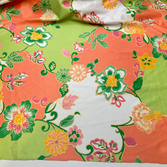 UB - Romantic Swim - Water Resistant Jersey Poly/Spandex Knit - White Pink Green Floral - 2.8M Bundle - True Deadstock fabric Fabric by private - Sustainable Textile | FABCYCLE
