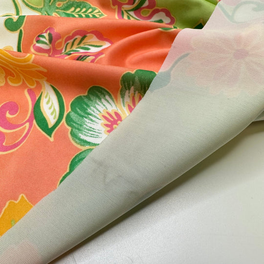 UB - Romantic Swim - Water Resistant Jersey Poly/Spandex Knit - White Pink Green Floral - 2.8M Bundle - True Deadstock fabric Fabric by private - Sustainable Textile | FABCYCLE