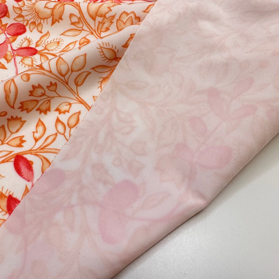 UB - Rose - Water Resistant Jersey Poly/Spandex Knit - White/Pink Floral - 2.35M Bundle - True Deadstock fabric Fabric by private - Sustainable Textile | FABCYCLE