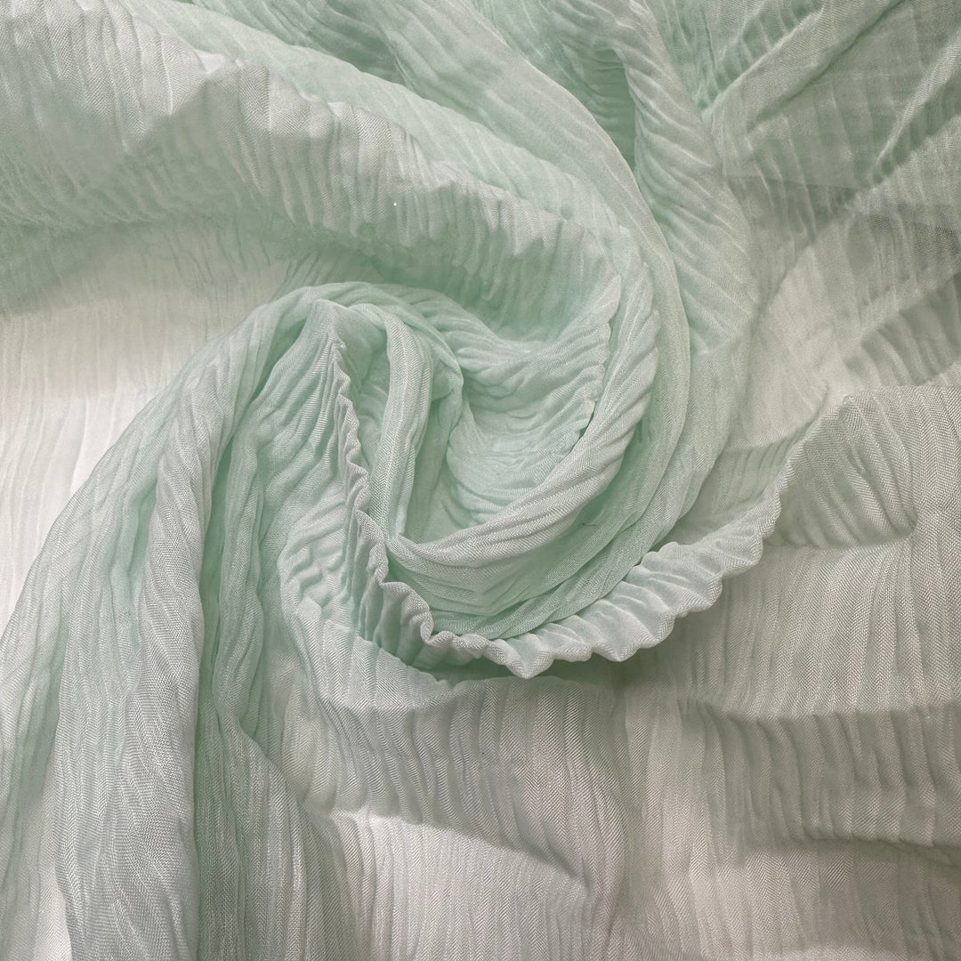 UB - Sea Glass Glimmers - Pleated Chiffon Poly Woven - Sea Glass Green - 4M Bundle - True Deadstock fabric Fabric by private - Sustainable Textile | FABCYCLE