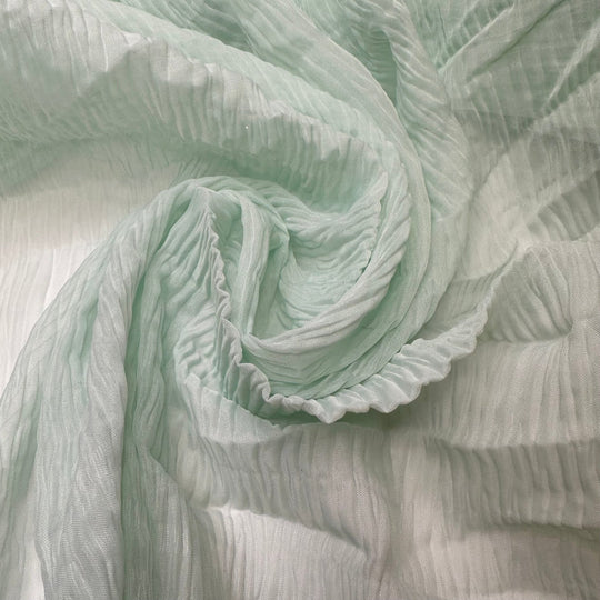 UB - Sea Glass Glimmers - Pleated Chiffon Poly Woven - Sea Glass Green - 4M Bundle - True Deadstock fabric Fabric by private - Sustainable Textile | FABCYCLE