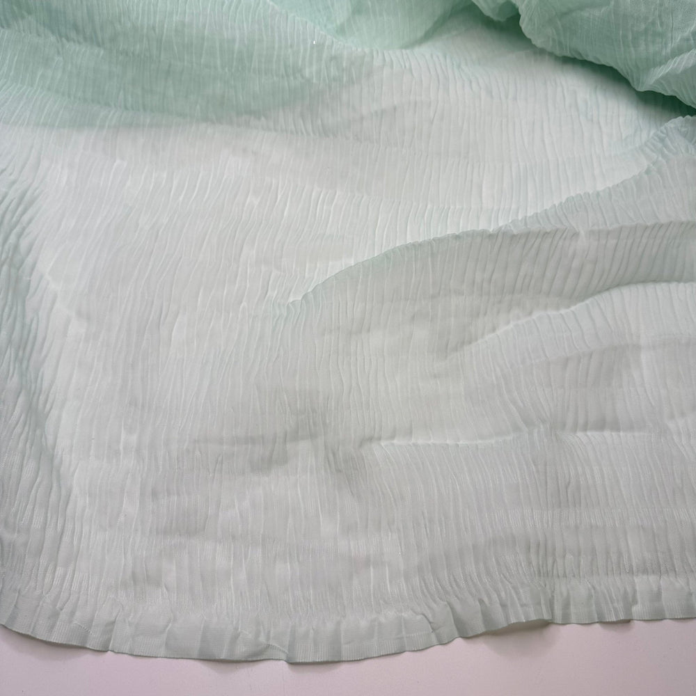 UB - Sea Glass Glimmers - Pleated Chiffon Poly Woven - Sea Glass Green - 4M Bundle - True Deadstock fabric Fabric by private - Sustainable Textile | FABCYCLE