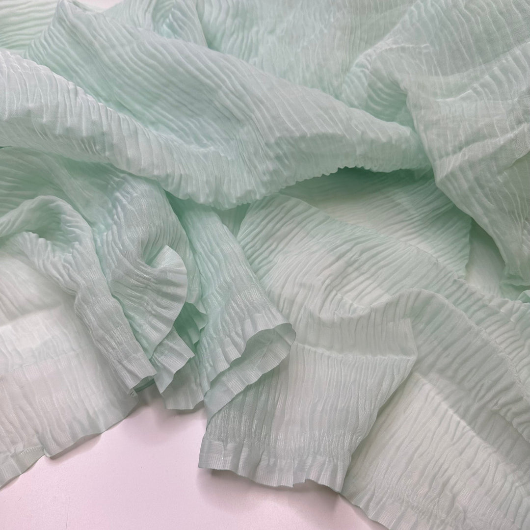 UB - Sea Glass Glimmers - Pleated Chiffon Poly Woven - Sea Glass Green - 4M Bundle - True Deadstock fabric Fabric by private - Sustainable Textile | FABCYCLE