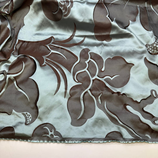 UB - Secondary Character - Taffeta Jacquard Polyester Blend Woven - Light Blue/Brown Large Floral - Bundles - True Deadstock fabric Fabric by private - Sustainable Textile | FABCYCLE
