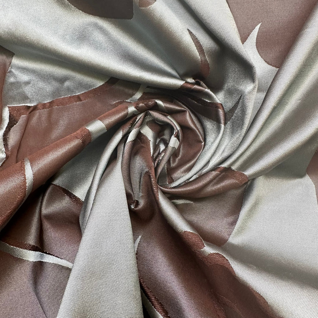 UB - Secondary Character - Taffeta Jacquard Polyester Blend Woven - Light Blue/Brown Large Floral - Bundles - True Deadstock fabric Fabric by private - Sustainable Textile | FABCYCLE