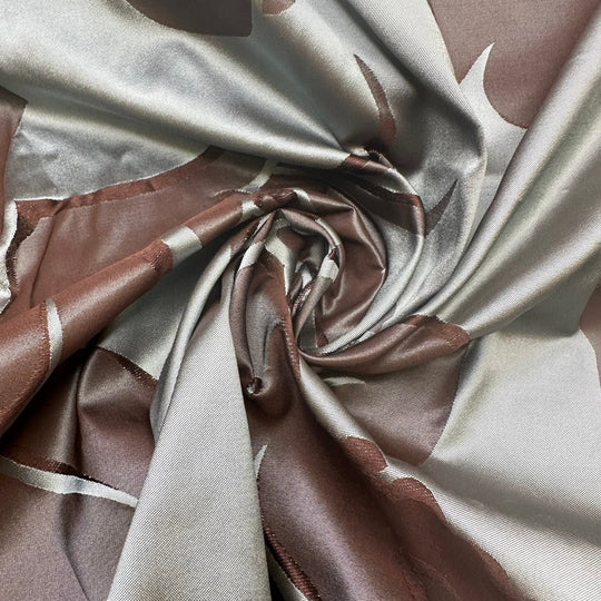 UB - Secondary Character - Taffeta Jacquard Polyester Blend Woven - Light Blue/Brown Large Floral - Bundles - True Deadstock fabric Fabric by private - Sustainable Textile | FABCYCLE
