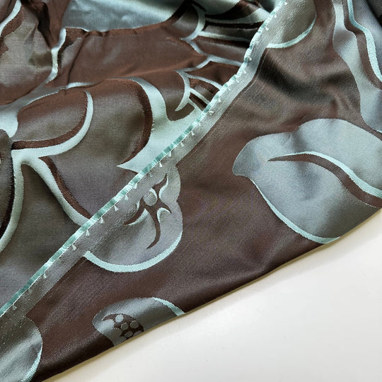 UB - Secondary Character - Taffeta Jacquard Polyester Blend Woven - Light Blue/Brown Large Floral - Bundles - True Deadstock fabric Fabric by private - Sustainable Textile | FABCYCLE