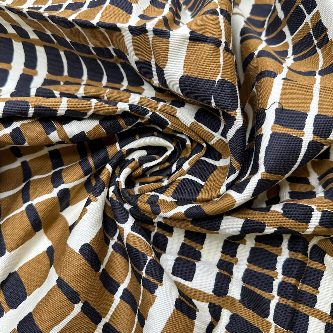 UB - Sew Chic - Vintage Twill Weave Cotton Woven - Cream Beige Black Geometric - 2.25M Bundle - True Deadstock fabric Fabric by private - Sustainable Textile | FABCYCLE