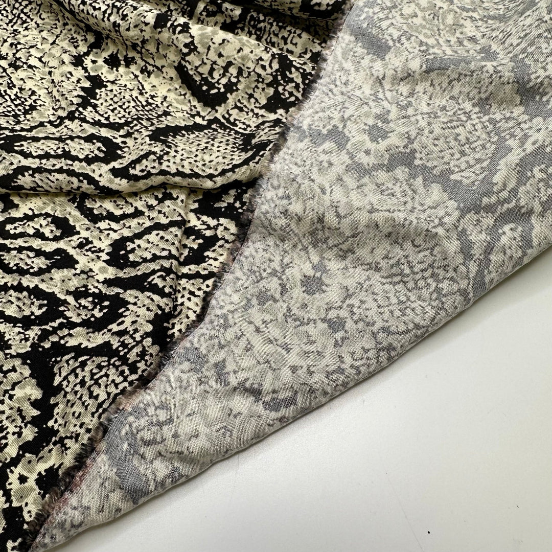 UB - Slither Into My Wardrobe - Rayon Blend Woven - Beige/Black Animal Print - 1.25M Bundle - True Deadstock fabric Fabric by private - Sustainable Textile | FABCYCLE