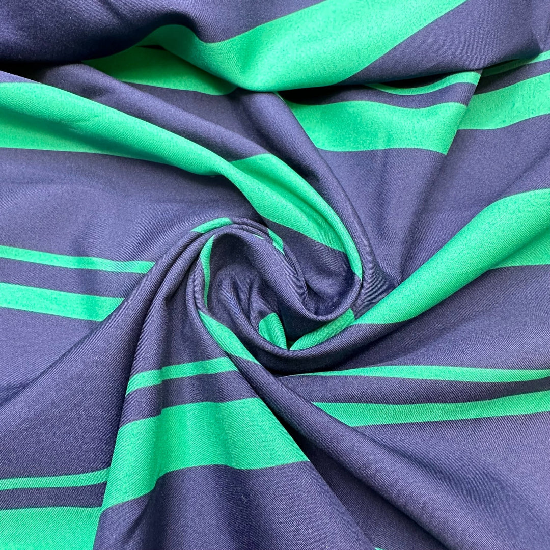 UB - Sophisticated Stripes - Poly Woven - Navy/Green Stripes - 1.95M Bundle - True Deadstock fabric Fabric by private - Sustainable Textile | FABCYCLE
