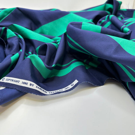 UB - Sophisticated Stripes - Poly Woven - Navy/Green Stripes - 1.95M Bundle - True Deadstock fabric Fabric by private - Sustainable Textile | FABCYCLE