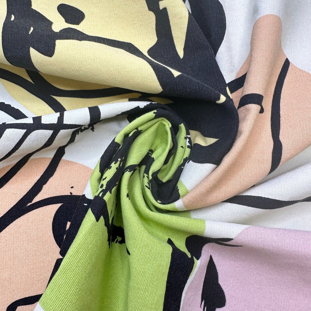 UB - Stand Out In A Crowd - Cotton Woven - Cream Multi Geometric Faces - 1.2M Bundle - True Deadstock fabric Fabric by private - Sustainable Textile | FABCYCLE