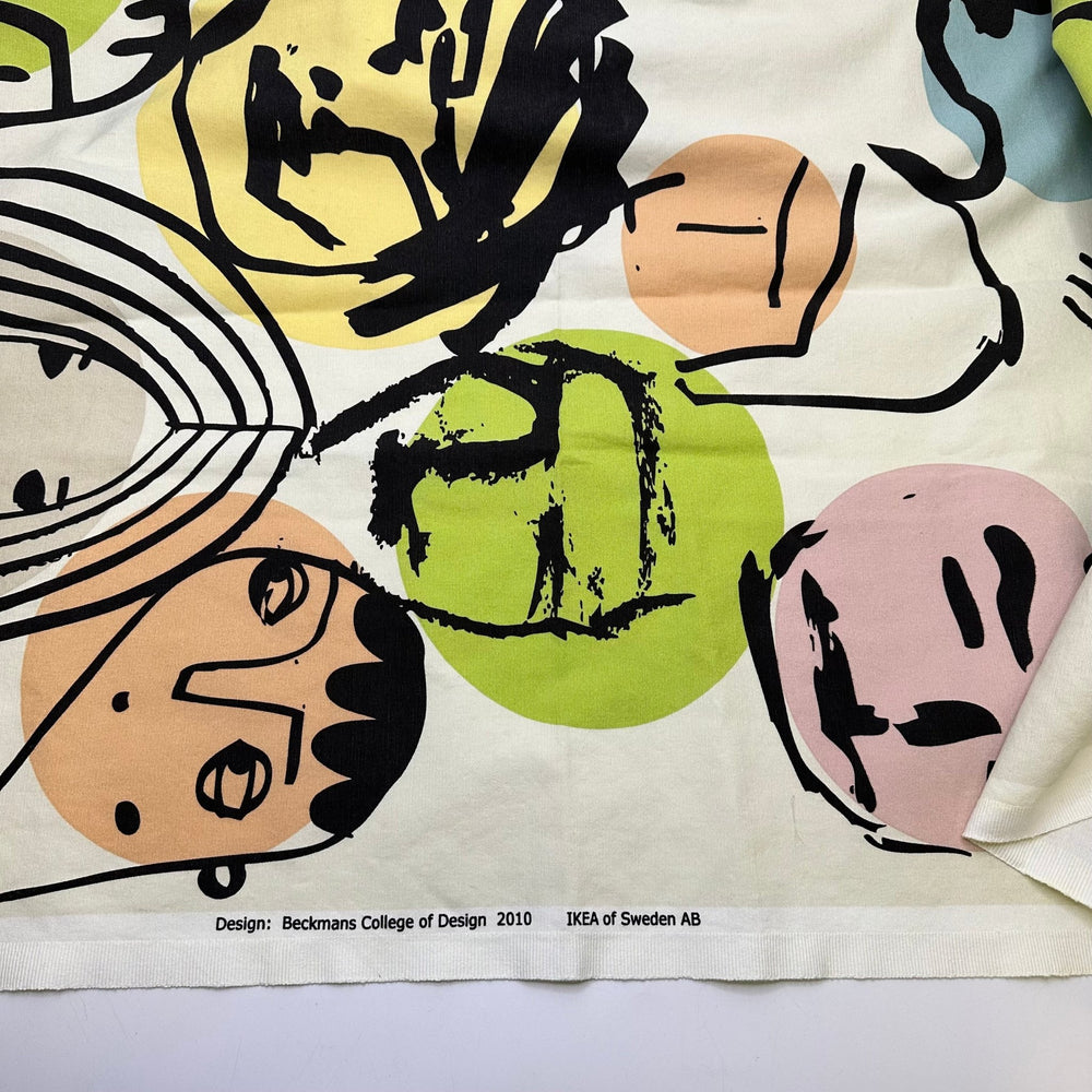 UB - Stand Out In A Crowd - Cotton Woven - Cream Multi Geometric Faces - 1.2M Bundle - True Deadstock fabric Fabric by private - Sustainable Textile | FABCYCLE