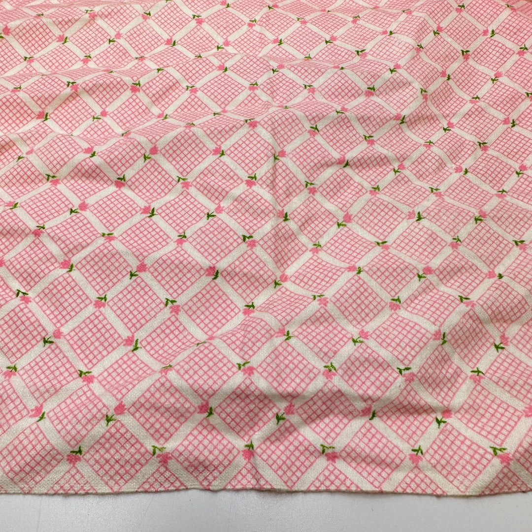 UB - Strawberry Shortcake Vibes - Flanelette Cotton Woven - Pink/White Geometric - 2.7M Bundle - True Deadstock fabric Fabric by private - Sustainable Textile | FABCYCLE