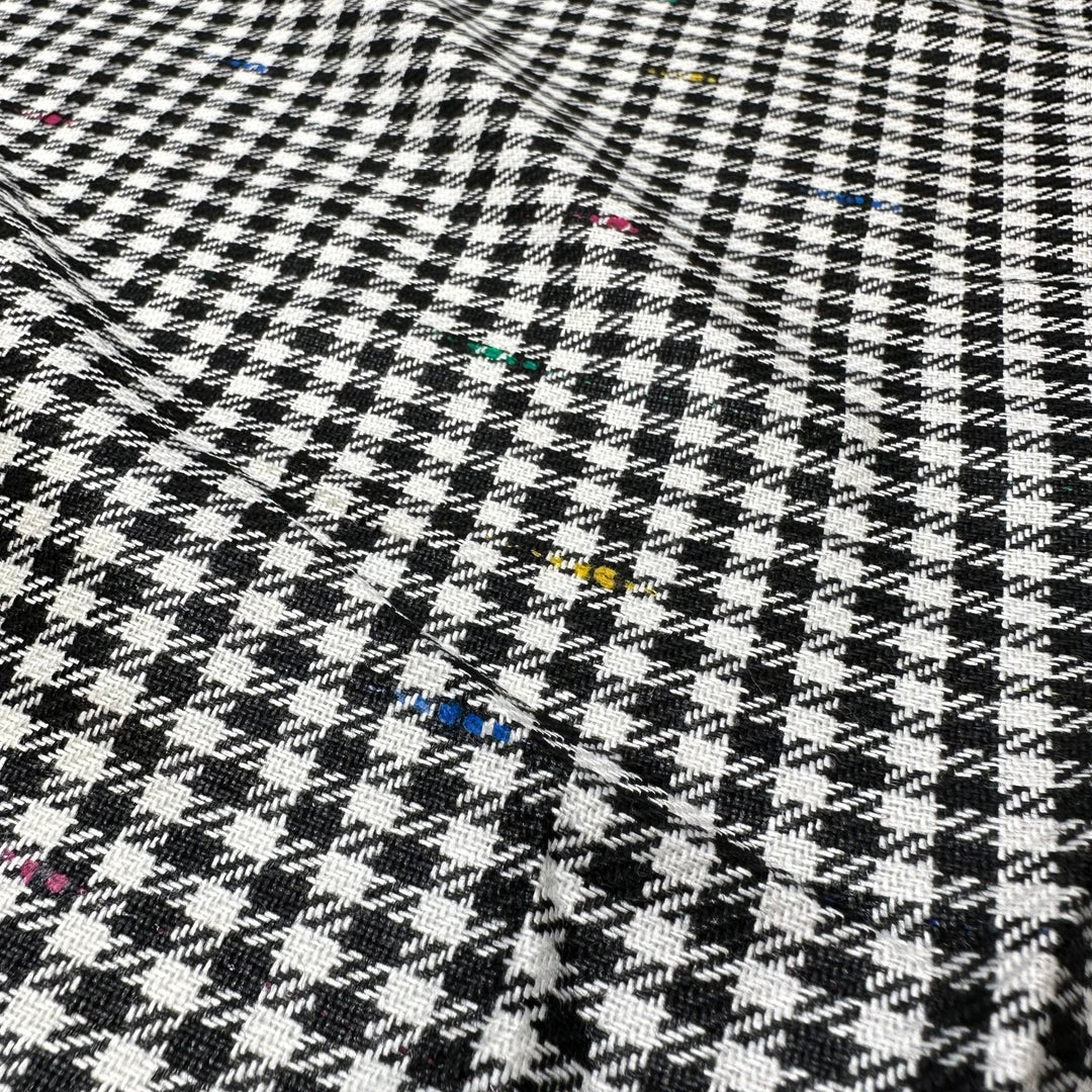 UB - Teaching Colours - Colour Slub Houndstooth Poly/Rayon Woven - White/Black Houndstooth - 1.5M Bundle - True Deadstock fabric Fabric by private - Sustainable Textile | FABCYCLE