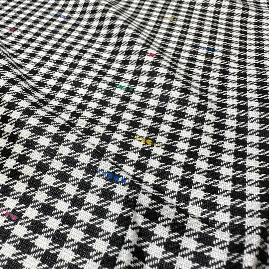 UB - Teaching Colours - Colour Slub Houndstooth Poly/Rayon Woven - White/Black Houndstooth - 1.5M Bundle - True Deadstock fabric Fabric by private - Sustainable Textile | FABCYCLE